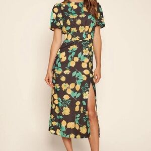 Chic Yellow and Blue Midi Dress